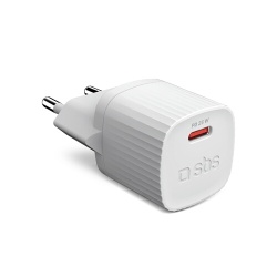 Chargeur pour téléphone mobile Sbs secteur plastique recyclé GaN PD 25 W USB C Blanc