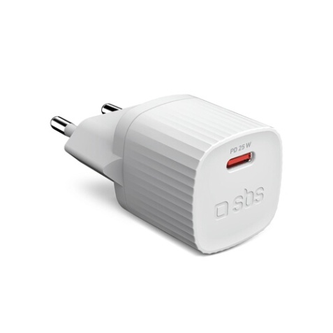 Chargeur pour téléphone mobile Sbs secteur plastique recyclé GaN PD 25 W USB C Blanc