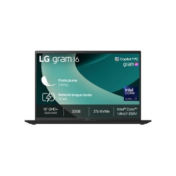 PC portable Lg Gram 16 16Z90TL-G.AU8BF 16" Copilot+ Intel Core Ultra 7 32 Go RAM 2 To SSD Noir Obsidien