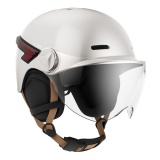 Casque vélo avec visière et Led Helmet Glow CASR, ivoire brillant