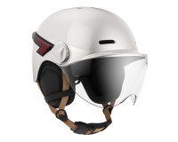 Casque vélo avec visière et Led Helmet Glow CASR, ivoire brillant