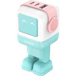 Chargeur pour téléphone mobile Ugreen sect ROBOT 3ports 65W PD Turquoise