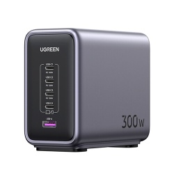 Chargeur et câble d'alimentation PC Ugreen Station 5 Ports300W alim+ usbc Gris anodisé