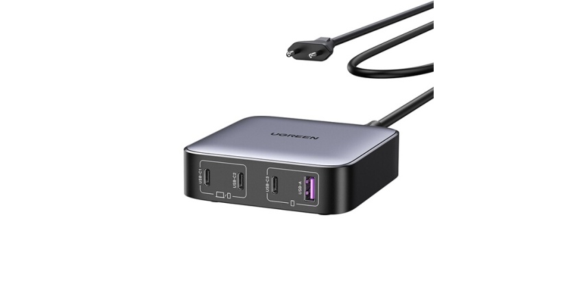 Chargeur et câble d'alimentation PC Ugreen secteur rapide de bureau 100W Gris Gris anodisé