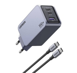 Chargeur et câble d'alimentation PC Ugreen secteur 100W Gris anodisé