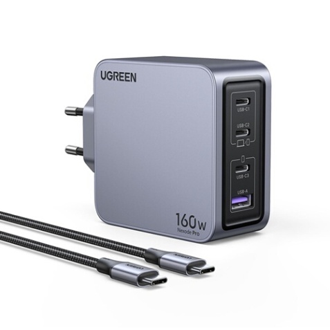 Chargeur et câble d'alimentation PC Ugreen secteur 160W Gris anodisé