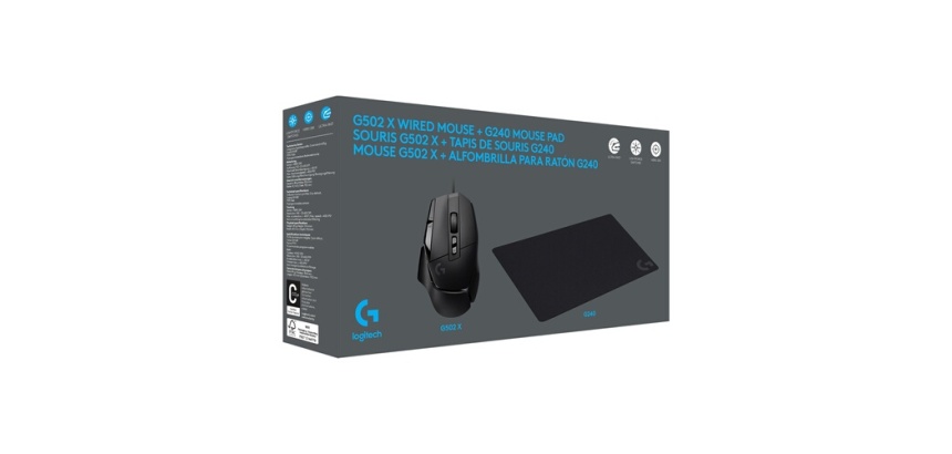 Souris Logitech G502 X Gaming Filaire LIGHTFORCE + Tapis G240