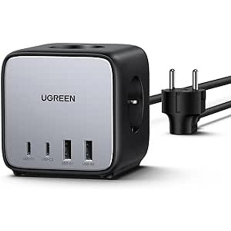 Chargeur et câble d'alimentation PC Ugreen CS rapide bureau 65W avec prises Gris Noir