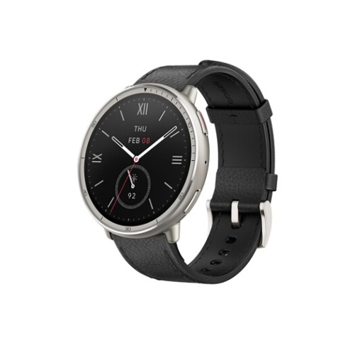 Montre connectée Amazfit Active2 NFC round Black leather+red strap