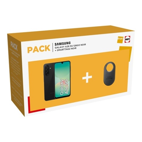 Smartphone Samsung Pack A26 5G 128 Go Noir + Smart tag2 Noir