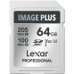 Carte mémoire SD Lexar SDXC 64GO IMAGE PLUS WHITE UHS-I / V30 / U3 / lecture 205Mo-sec / ecriture 100Mo-sec.