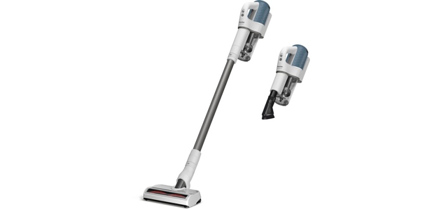 Aspirateur balai Miele DUOFLEX HX1 - Aspirateur sans fil coloris Blanc avec bloc moteur bleu nordique