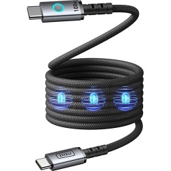 Câble téléphone portable Iniu Magnétique Léopard USB C/C 100W 1,2m Noir