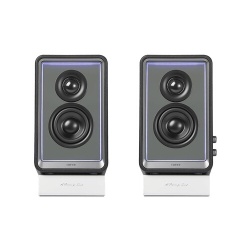 Enceinte connectée Hifi Edifier QR65 NOIR - Haut-parleur actif (70 W), design avec effets lumineux RVB, 3 ports de charge rapide USB TurboGaN et sortie caisson de basses, noir