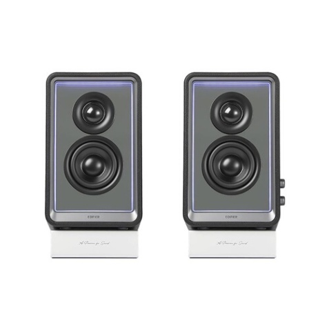 Enceinte connectée Hifi Edifier QR65 NOIR - Haut-parleur actif (70 W), design avec effets lumineux RVB, 3 ports de charge rapide USB TurboGaN et sortie caisson de basses, noir