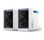 Enceinte connectée Hifi Edifier QR65 BLANC - Haut-parleur actif (70 W), design avec effets lumineux RVB, 3 ports de charge rapide USB TurboGaN et sortie caisson de basses, blanc