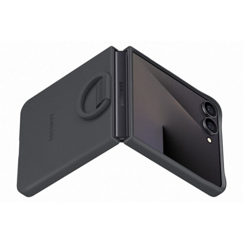 Coque et étui téléphone mobile Samsung en silicone avec anneau selfie Noir pour Galaxy Z Flip 7