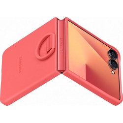 Coque et étui téléphone mobile Samsung en silicone avec anneau selfie Corail pour Galaxy Z Flip 7