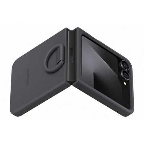 Coque et étui téléphone mobile Samsung en silicone avec anneau selfie Noir pour Galaxy Z Flip 6 et 7