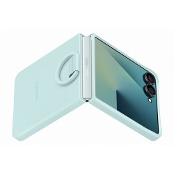 Coque et étui téléphone mobile Samsung en silicone avec anneau selfie Vert d'eau pour Galaxy Z Flip 7