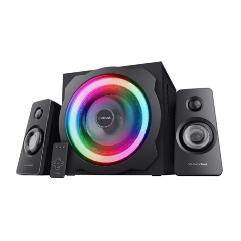 Enceinte PC Trust Systeme d'enceintes 2.1 puissant avec eclairage LED RGB reglable et telecommande