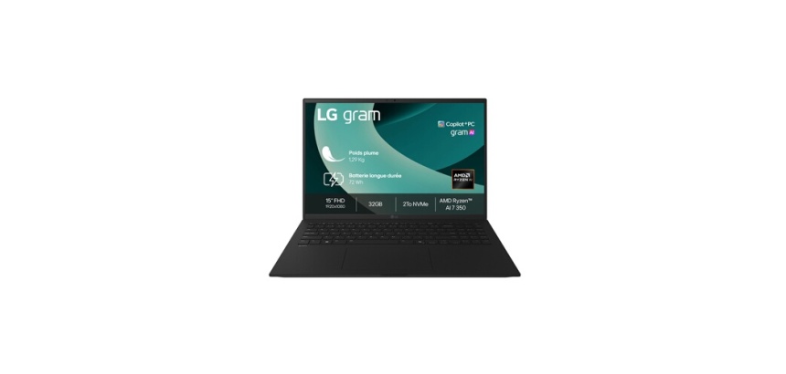 PC portable Lg Gram 15 15Z80T-G.AU8BF 15" Copilot+ AMD Ryzen AI 7 32 Go RAM 2 To SSD Noir Obsidien