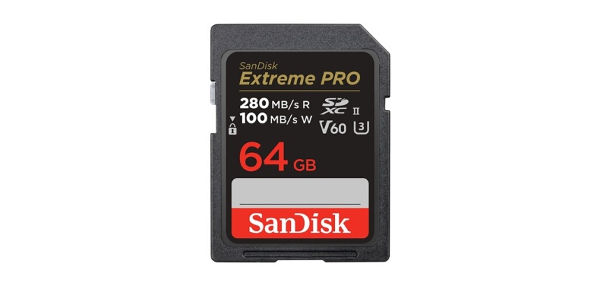 Carte mémoire SD Sandisk Extreme Pro 64 Go, 280/100MB/s,V60,C10,UHS-II,U3
