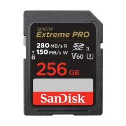 Carte mémoire SD Sandisk Extreme Pro 256 Go, 280/100MB/s,V60,C10,UHS-II,U3