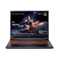 PC portable Acer gaming Nitro V 16 AI ANV16-42-R3JW 16" WUXGA 180 Hz AMD Ryzen 7 16 Go RAM 512 Go SSD Nvidia GeForce RTX 5060 Noir