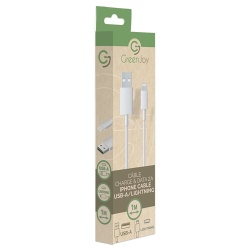 Câble téléphone portable Greenjoy Charge et Data pour iPhone 2A 1M Blanc