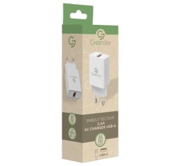 Chargeur pour téléphone mobile Greenjoy Embout secteur USB 12W 2,4A Blanc