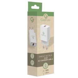 Chargeur pour téléphone mobile Greenjoy Embout secteur USB 12W 2,4A Blanc