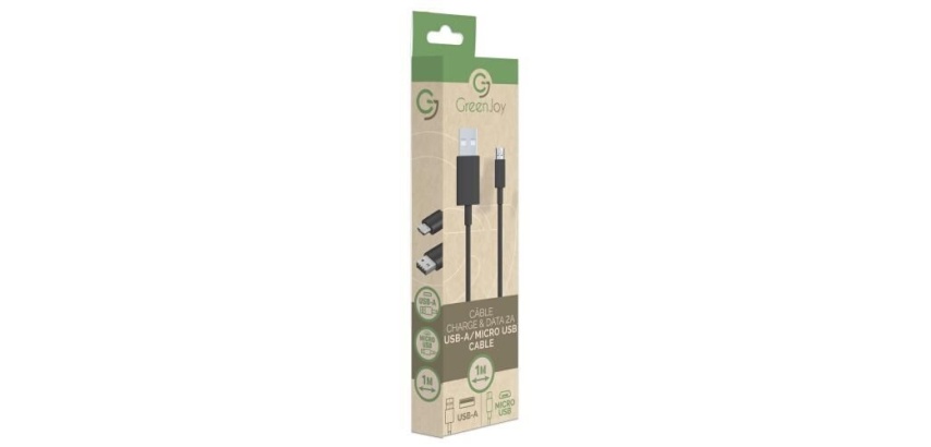 Câble téléphone portable Greenjoy Charge et Data Micro USB 2A 1m Noir