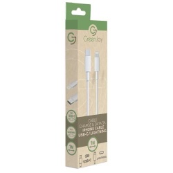 Câble téléphone portable Greenjoy Charge et Data Type C Lightning 3A 1M Blanc