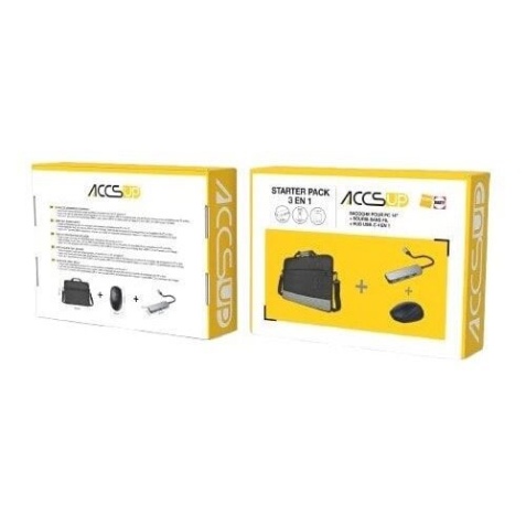 Sacoche pour ordinateur portable Accsup Pack 3 en 1 - 14'' PC bag + Mouse + USB C 4 en1 Hub