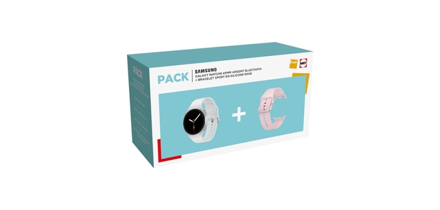 Montre connectée Samsung Pack Galaxy Watch8 40mm argent BT + Bracelet Rose