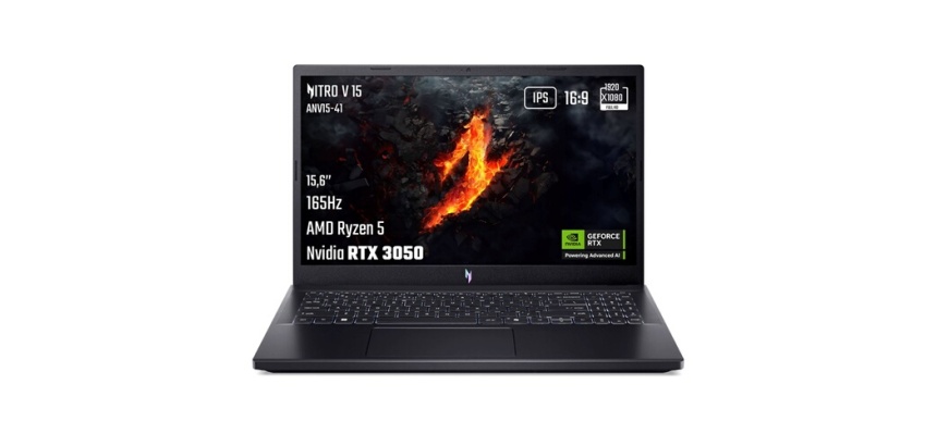 PC portable Acer gaming Nitro V 15 ANV15-41-R30V 15,6" Full HD 165 Hz AMD Ryzen 5 16 Go RAM 512 Go SSD Nvidia GeForce RTX 3050 Noir