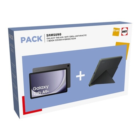 Tablette tactile Samsung Pack TAB A9+ WIFI 128Go Gris Anthracite + Book Cover Hybride Noir