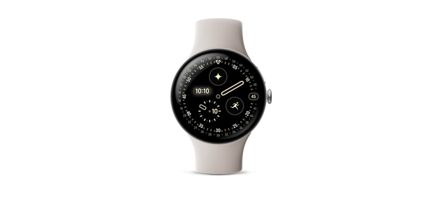 Montre connectée Google Pixel Watch 4 45 mm Bluetooth Argent Poli avec bracelet sport fluoroélastomère Porcelaine