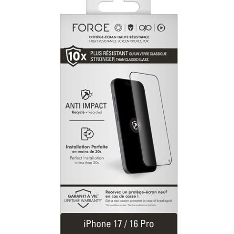 Protection d'écran pour smartphone Forceglass FG MG 2,5D Impact IP17/16 Pro - GRS