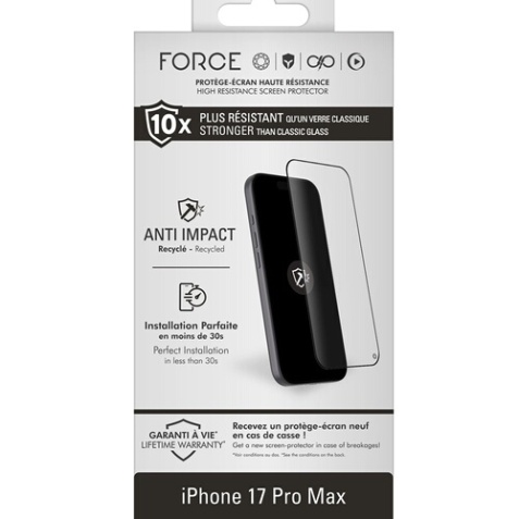 Protection d'écran pour smartphone Forceglass FG MG 2,5D Impact IP17 Pro Max - GRS