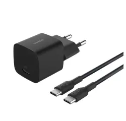 Chargeur pour téléphone mobile Belkin USB-C BoostCharge 25 W Noir pour Smartphone et Tablette + câble USB-C vers USB-C 1 m