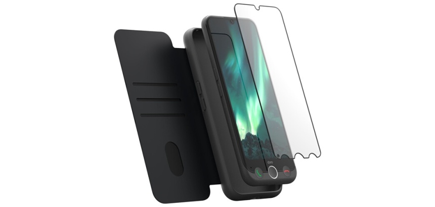 Smartphone Doro Pack seniors Aurora A10 graphite avec etui de protection noir + film de protection en verre trempé