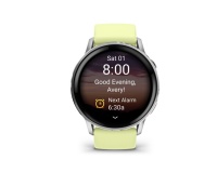 Montre connectée Garmin Venu 4 gris et silver - bracelet silicone jaune citron - 45mm