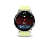 Montre connectée Garmin Venu 4 gris et silver - bracelet silicone jaune citron - 45mm