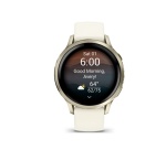 Montre connectée Garmin Venu 4 beige et lunar Gold - bracelet silicone ivoire - 41mm