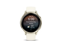 Montre connectée Garmin Venu 4 beige et lunar Gold - bracelet silicone ivoire - 41mm