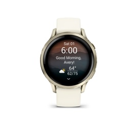 Montre connectée Garmin Venu 4 beige et lunar Gold - bracelet silicone ivoire - 41mm