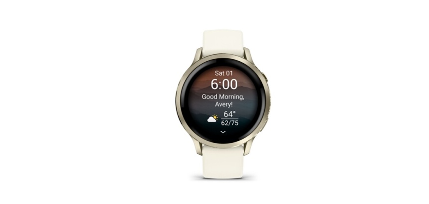 Montre connectée Garmin Venu 4 beige et lunar Gold - bracelet silicone ivoire - 41mm