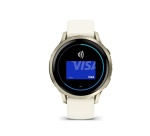 Montre connectée Garmin Venu 4 beige et lunar Gold - bracelet silicone ivoire - 41mm